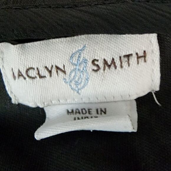 JACLYN SMITH BLACK SHEER TOP WITH PEARL AND RHINESTONE EMBELLISHMENTS SIZE L - Picture 4 of 9